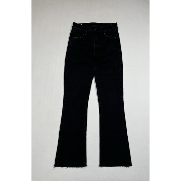 MOTHER Denim - Mother Lil Hustler Ankle Fray Jeans Womens 24 Black Denim Not Guilty Frayed Hem